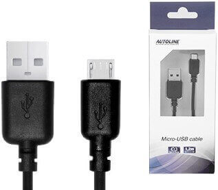 Latauskaapeli USB-A / Micro-USB, 1,2 m, Autoline