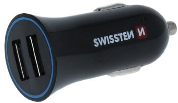 USB-autolaturi 2 x USB + USB-C kaapeli, Swissten