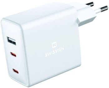 Matkalaturi mini GaN 2 x USB-C + 1 x USB, 70 W, Swissten