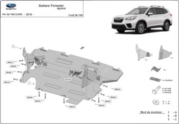 Pohjapanssari moottorille Subaru Forester Hybrid (2018➟), ter&auml;st&auml;