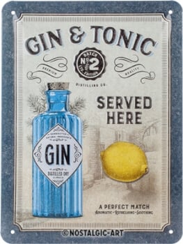 Metallikyltti Gin & Tonic 15 x 20 cm, Nostalgic Art