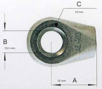 Silmukkapää kaasujouseen, reikä 10.1 mm, kierre M8, AL-KO