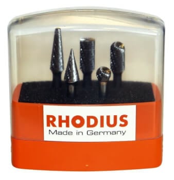 5-osainen kovametalliviilasarja, Ø10 mm, Rhodius