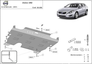 Pohjapanssari moottorille ja vaihteistolle Volvo V60 (2010-2018), terästä