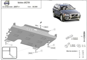 Pohjapanssari moottorille ja vaihteistolle Volvo XC70 (2007-2016), terästä