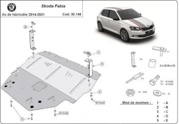 Pohjapanssari moottorille Skoda Fabia 3 - Diesel (2015-2021), ter&auml;st&auml;