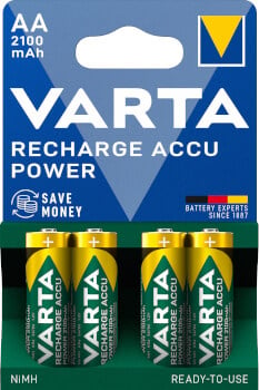 Ladattava paristo AA 2100 mAh 4 kpl, Varta