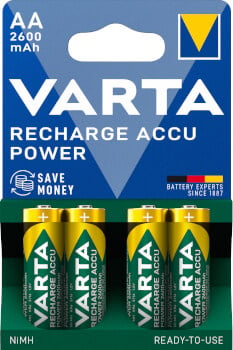 Ladattava paristo AA 2600 mAh 4 kpl, Varta