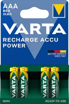 Ladattava paristo AAA 800 mAh 4 kpl, Varta