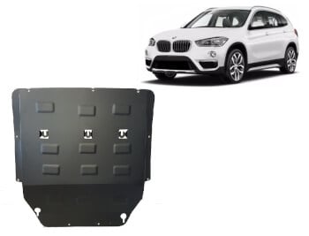 Pohjapanssari BMW X1 F48 (2015-2022), moottori, vaihdelaatikko, j&auml;&auml;hdytin, ter&auml;st&auml;