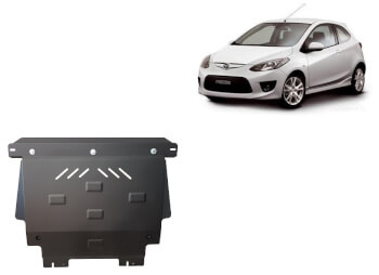 Pohjapanssari Mazda 2 (2008-2014), moottori, vaihdelaatikko, j&auml;&auml;hdytin, etupuskuri, ter&auml;st&auml;