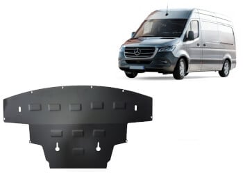 Pohjapanssari Mercedes-Benz Sprinter (2018➟), moottori, j&auml;&auml;hdytin, etupuskuri, ter&auml;st&auml;
