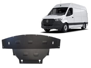 Pohjapanssari Mercedes-Benz Sprinter (2018-2023), moottori, vaihdelaatikko, j&auml;&auml;hdytin, etupuskuri, ter&auml;st&auml;