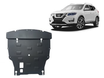 Pohjapanssari Nissan X-Trail (2014-2021), moottori, vaihdelaatikko, jäähdytin, etupuskuri, terästä