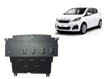 Pohjapanssari Peugeot 108 (2014-2021), moottori, vaihdelaatikko, j&auml;&auml;hdytin, ter&auml;st&auml;