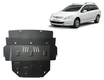 Pohjapanssari Peugeot 307 (2001-2008), moottori, vaihdelaatikko, j&auml;&auml;hdytin, etupuskuri, ter&auml;st&auml;