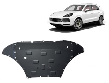 Pohjapanssari Porsche Cayenne (2018➟), moottori, j&auml;&auml;hdytin, etupuskuri, ter&auml;st&auml;