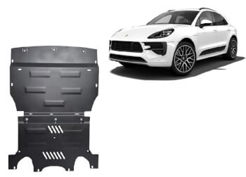 Pohjapanssari Porsche Macan (2014➟), moottori, vaihdelaatikko, j&auml;&auml;hdytin, ter&auml;st&auml;