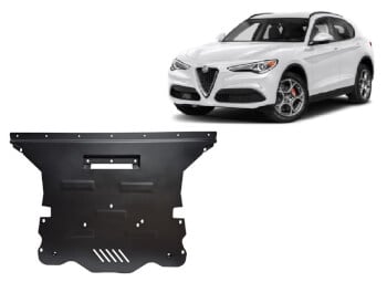 Pohjapanssari Alfa Romeo Stelvio (2016➟), moottori, vaihdelaatikko, ter&auml;st&auml;