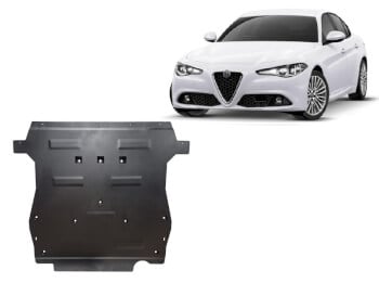 Pohjapanssari Alfa Romeo Giulia (2015➟), moottori, vaihdelaatikko, j&auml;&auml;hdytin, ter&auml;st&auml;