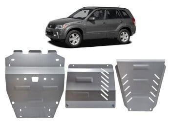 Pohjapanssari Suzuki Grand Vitara (2005-2019), moottori, vaihdelaatikko, jakovaihteisto, j&auml;&auml;hdytin, alumiinia