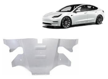 Pohjapanssari Tesla Model 3 (2017➟), takas&auml;hk&ouml;moottori, alumiinia