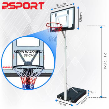 Koripalloteline 2,1-2,6 m, ProSport