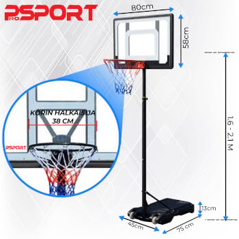 Lasten koripalloteline 1,6-2,1 m, ProSport