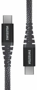 Kevlarvahvistettu kaapeli USB-C / USB-C 1,5 m, Swissten