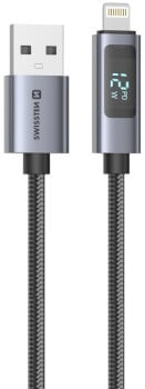 Latauskaapeli USB-A / Lightning LCD 1,5 m, Swissten