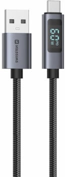 Latauskaapeli USB-A / USB-C LCD 1,5 m, Swissten