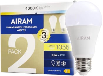 Led pakkaslamppu E27, 1055 lm, 2 kpl, Airam