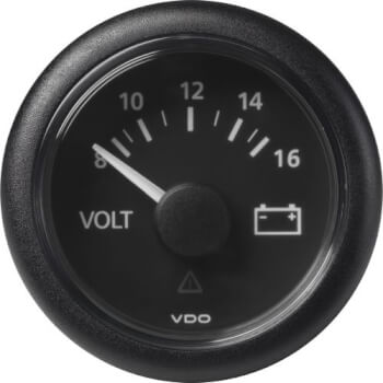 Volttimittari &Oslash;52 mm, VDO - Musta Volttimittari 8-16 V, 12 V