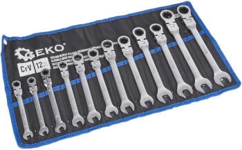 Räikkälenkkisarja nivelletty 8-19 mm, 12-osaa, Geko