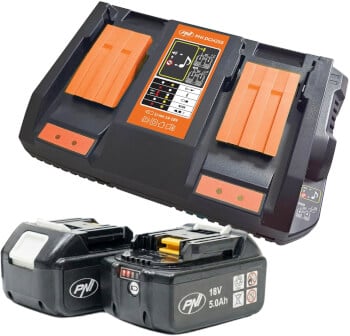 Starttipaketti 2 x 5.0 Ah akku + tuplalaturi, PNI