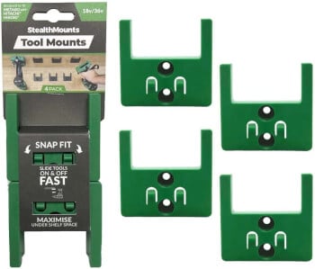 Työkalupidike Hikoki, Metabo ja Hitachi akkutyökaluille, 4 kpl, Stealth Mounts
