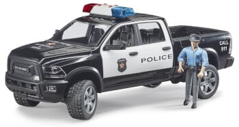 Lelu Poliisiauto Dodge RAM 2500 ja poliisi (1:16), Bruder