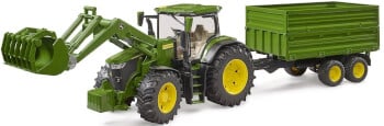 Lelu Traktori John Deere 7R 350 etukuormaajalla ja kippivaunulla (1:16), Bruder